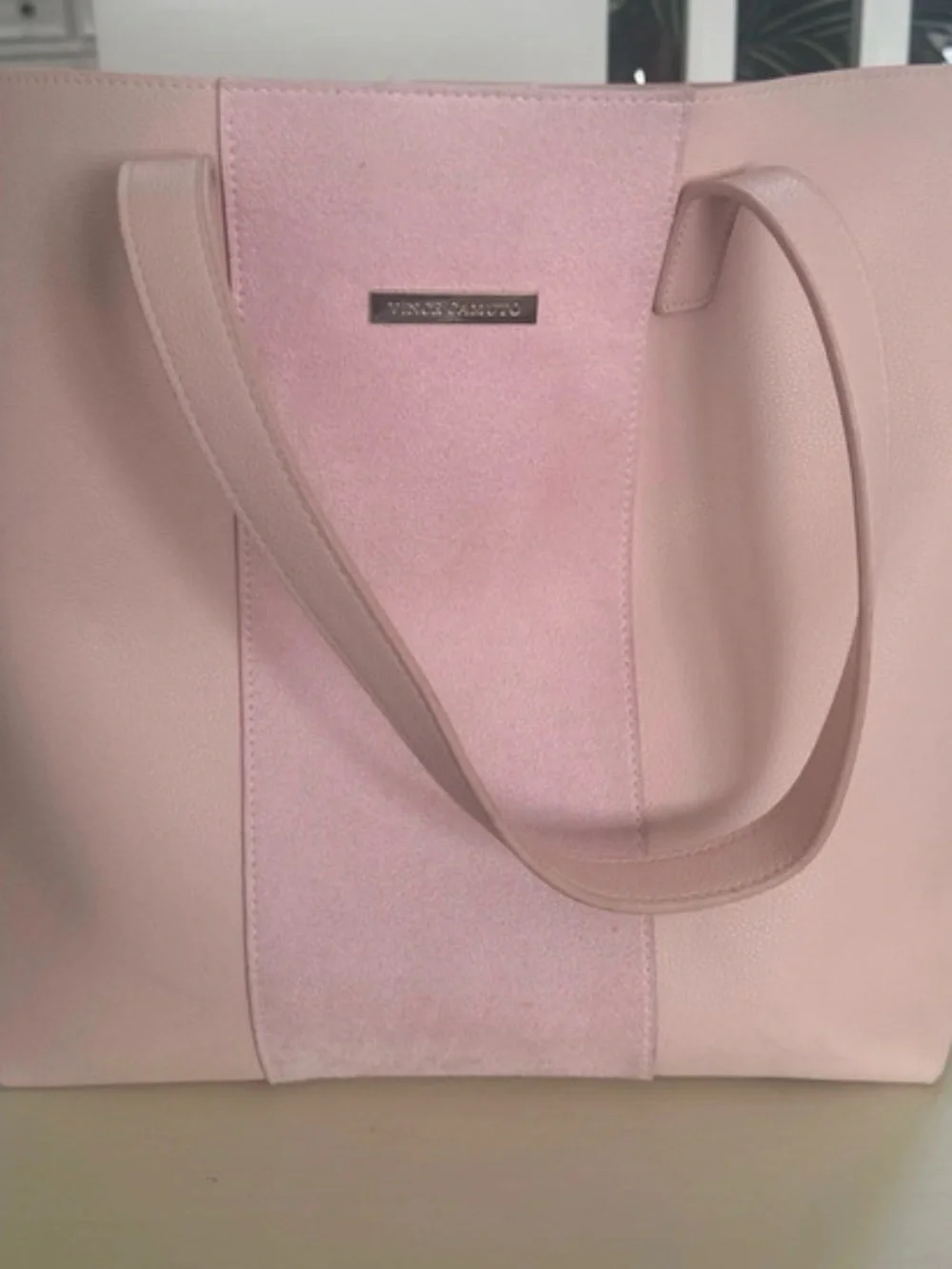 Vince Camuto Pale Pink Suede-Panel Tote